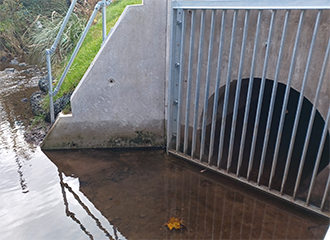 CSO Outflow newly installed CSO on watercourse near Pottery Street, Greenock , to reduce flooding issue