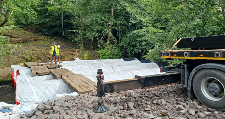 The work is mostly being carried out in the grounds of Lainshaw Primary School David Dale Avenue Stewarton Flood Alleviation