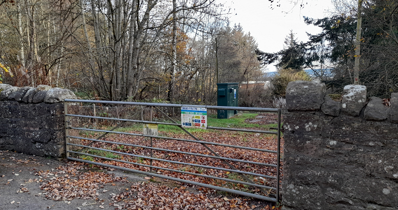 Windhill pumping station This image shows the site of Windhill pumping station. The station itself is beyond a fence.