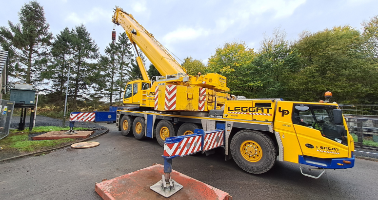 A giant 300 tonne crane will install temporary machinery while the upgrade is carried out Dollar Waste Water Treatment Works Upgrade