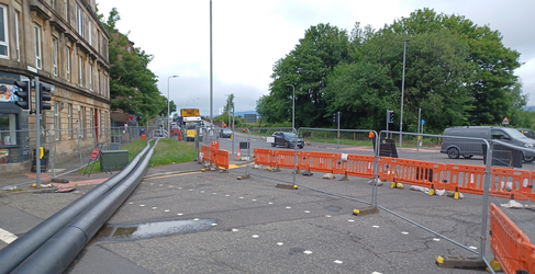 Flows from the rising main have been diverted through a temporary pipeline Kings Inch Road Sewer Upgrade