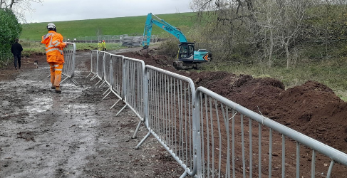 photo of the temp trackway being installed