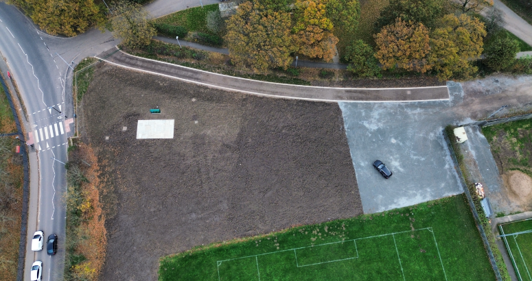 There is little to see of the new outfall chamber above ground Lord Ancrum Woods IUW