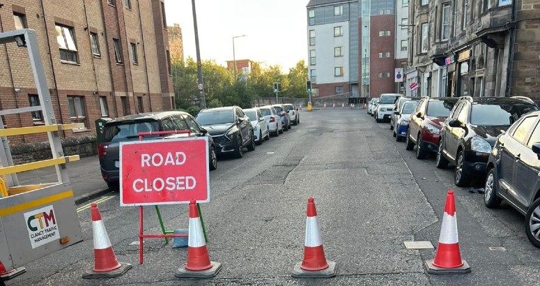Albion Road Edinburgh closed to traffic due to collapsed man hole Albion Road, Edinburgh closed